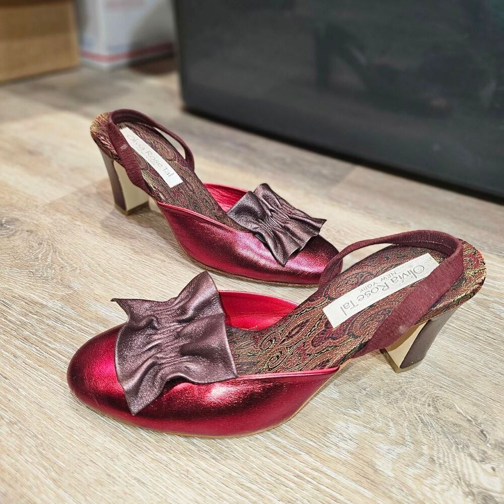 Vintage leather metallic renaissance heels whimsygoth fairycore y2k
